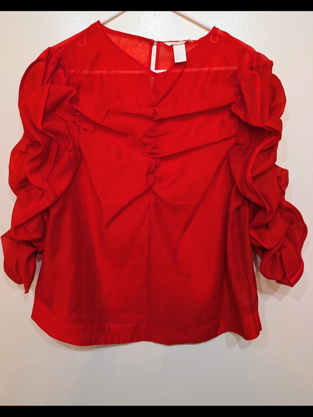 H&M Red Ruffle Sleeve Blouse